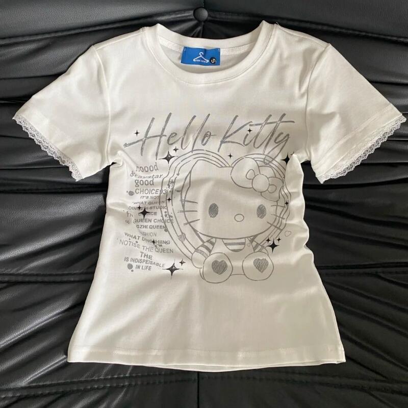 Street Fashion Tshirt - Camiseta de manga corta de encaje