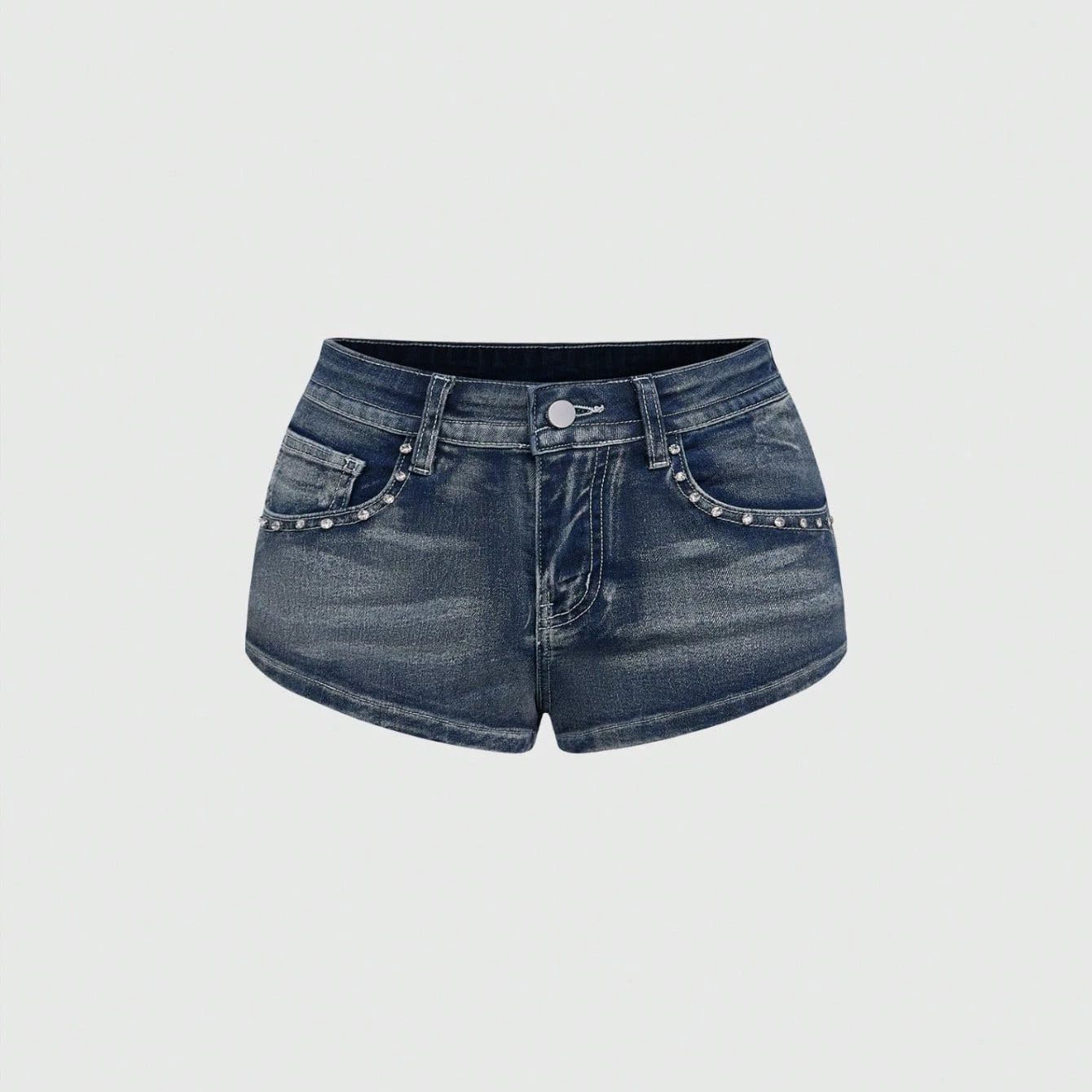 Street Fashion Jeans - Shorts de mezclilla bordados con pedrería
