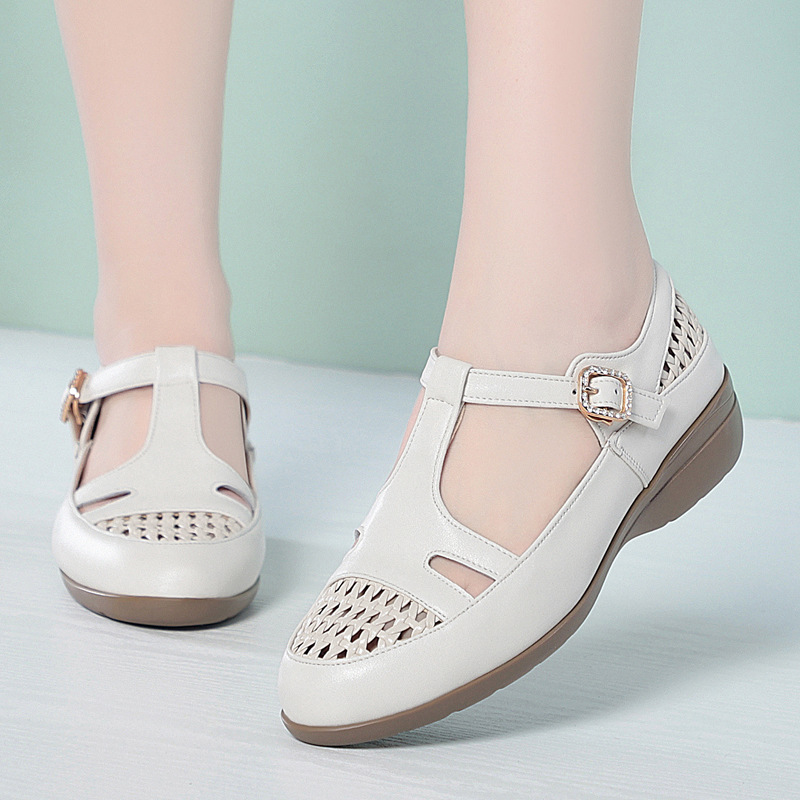 Street Fashion Plus Size - Nuevas Sandalias Planas de Cuero Genuino