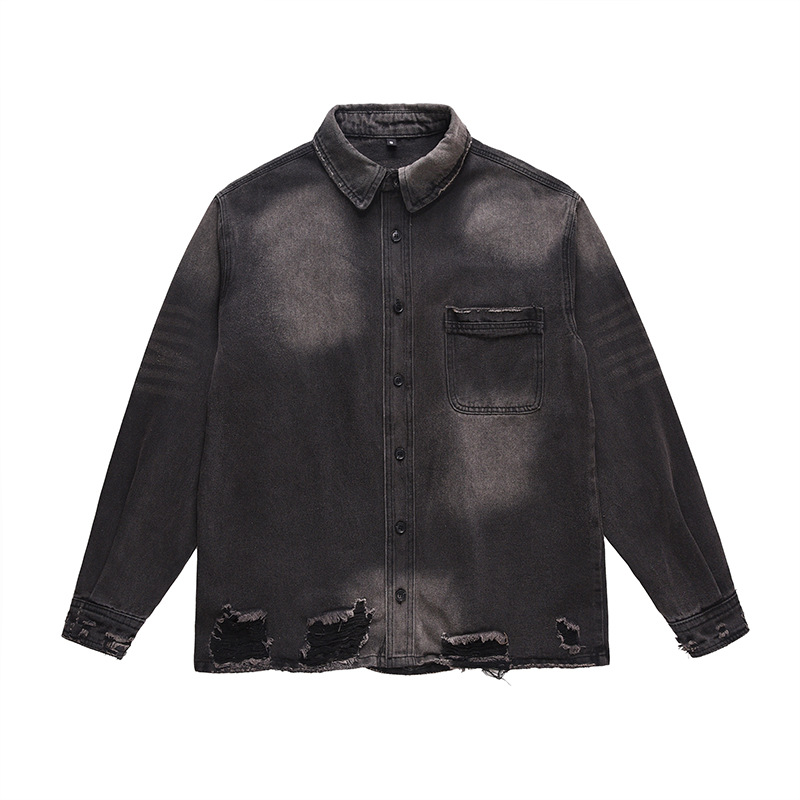 Street Fashion Jeans - Chaqueta vaquera rasgada para hombre, estilo