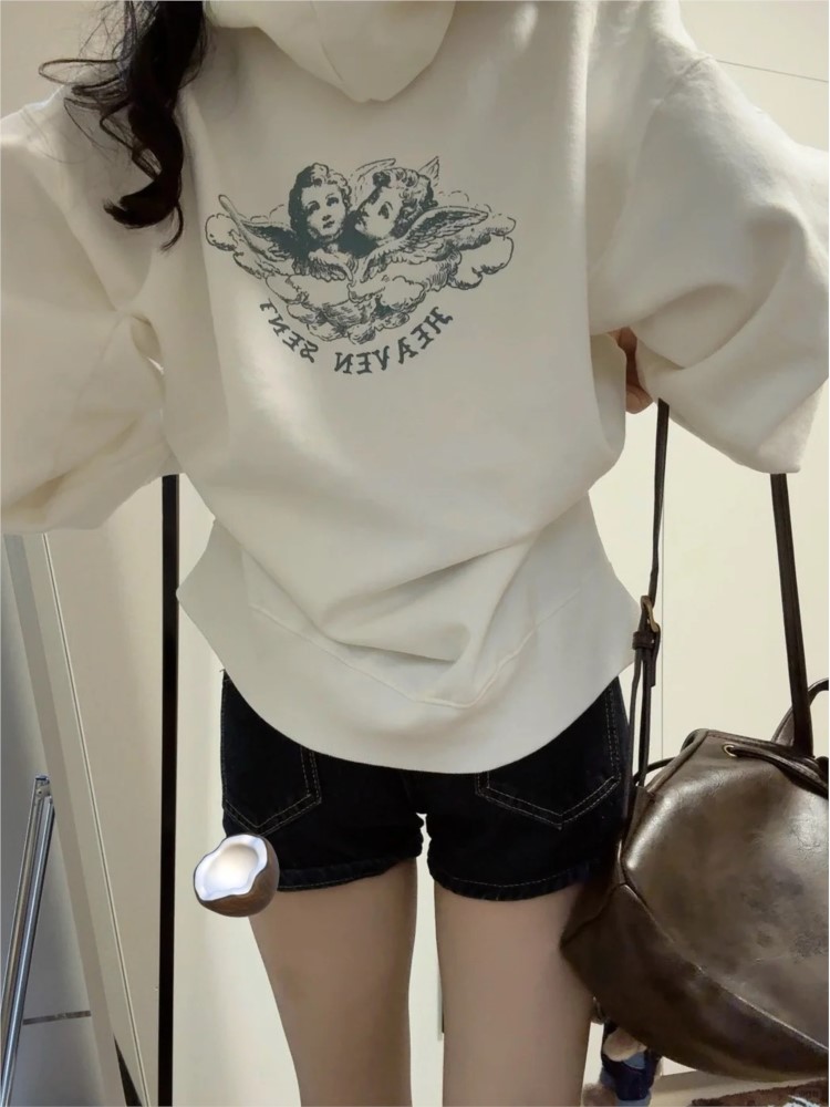 Street Fashion Zip Up Hoodie - Sudaderas con capucha blancas vintage con