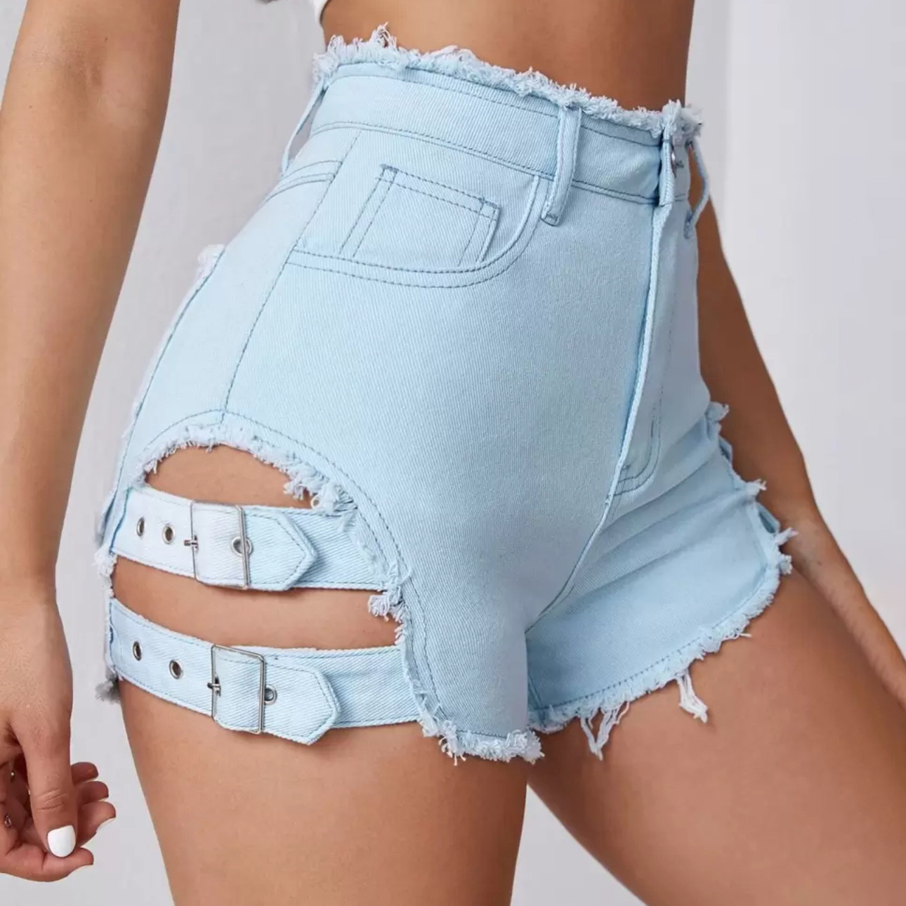 Street Fashion Jeans - Shorts de mezclilla de cintura alta