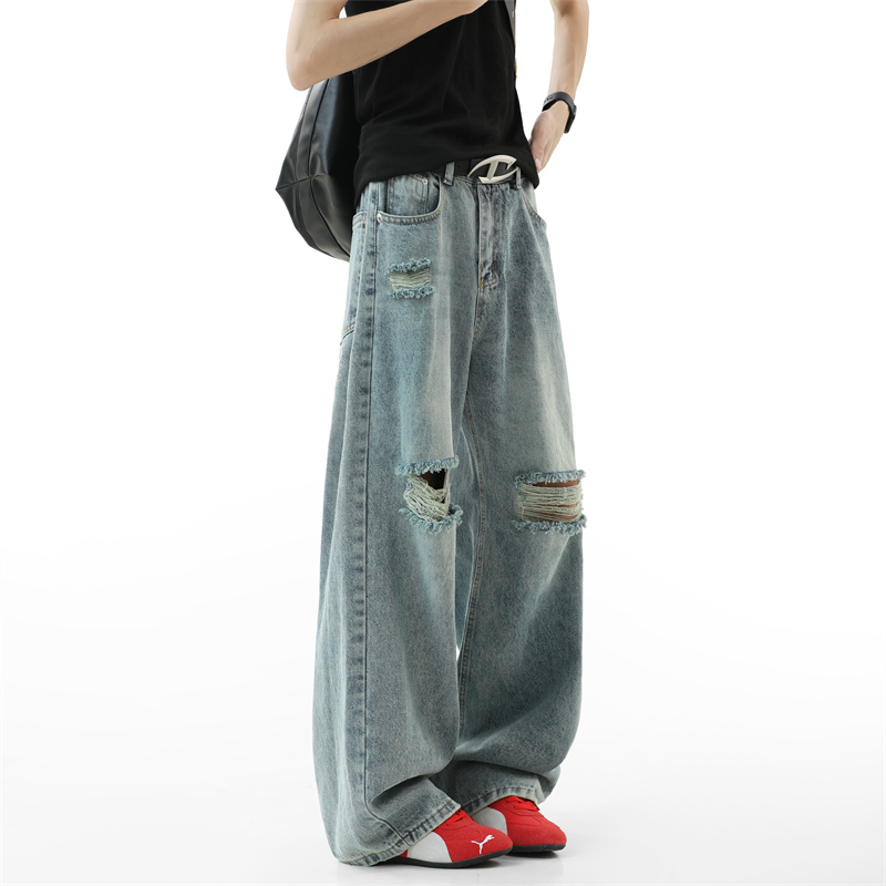 Street Fashion Fall 2025 - Vaqueros rasgados para hombre, novedad de