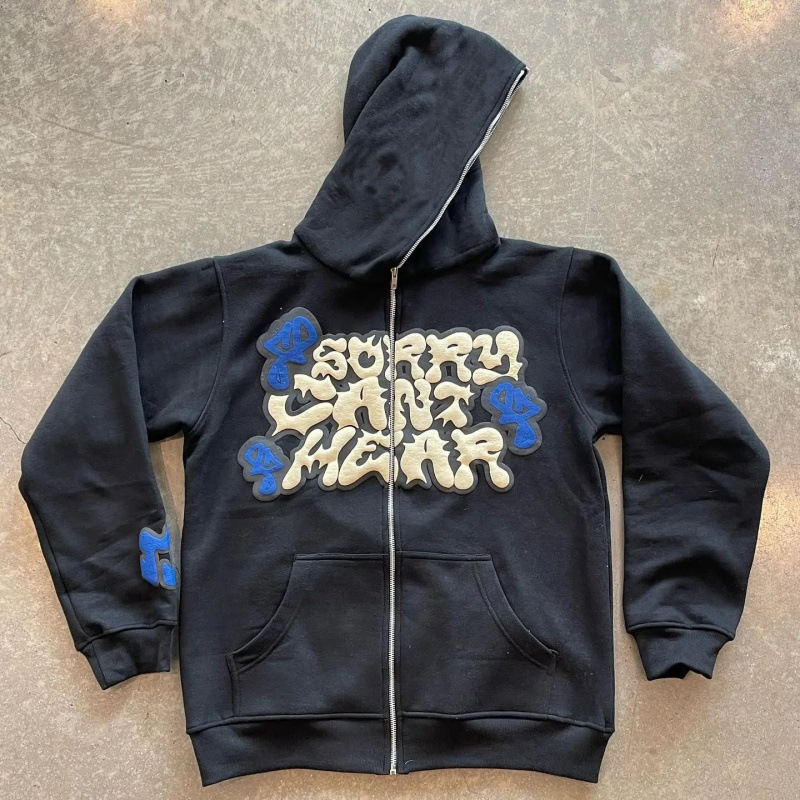Street Fashion Zip Up Hoodie - Sudaderas con capucha con cremallera y