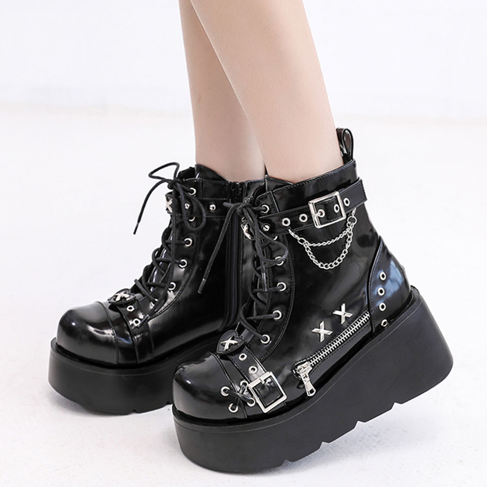 Street Fashion Lady - Botines de plataforma góticos para mujer,