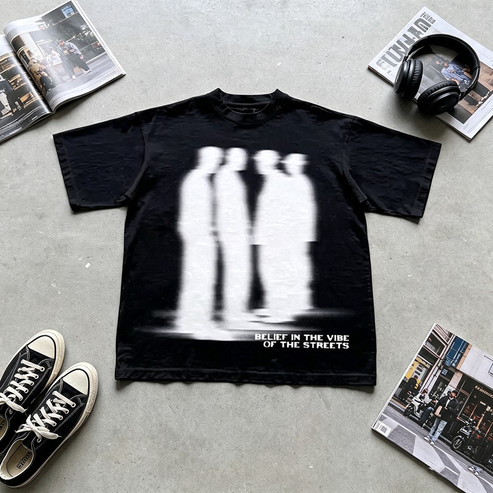 Street Fashion Vibes - Camiseta con gráfico Blurry Silhouette Street