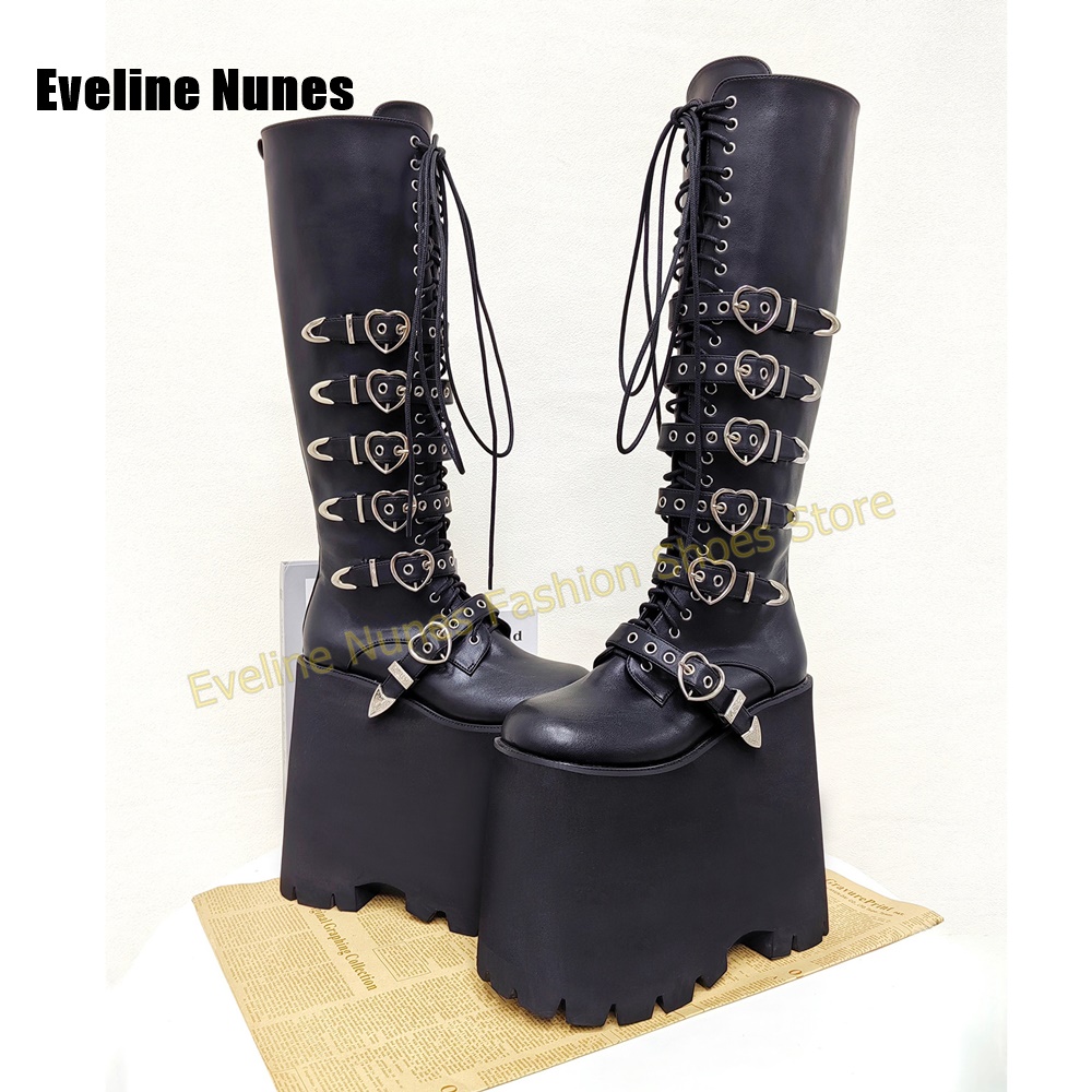 Street Fashion Y2K - Botas de Plataforma Altas Estilo Gótico