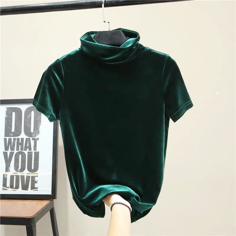 Street Fashion Plus Size - Camiseta de terciopelo de manga corta