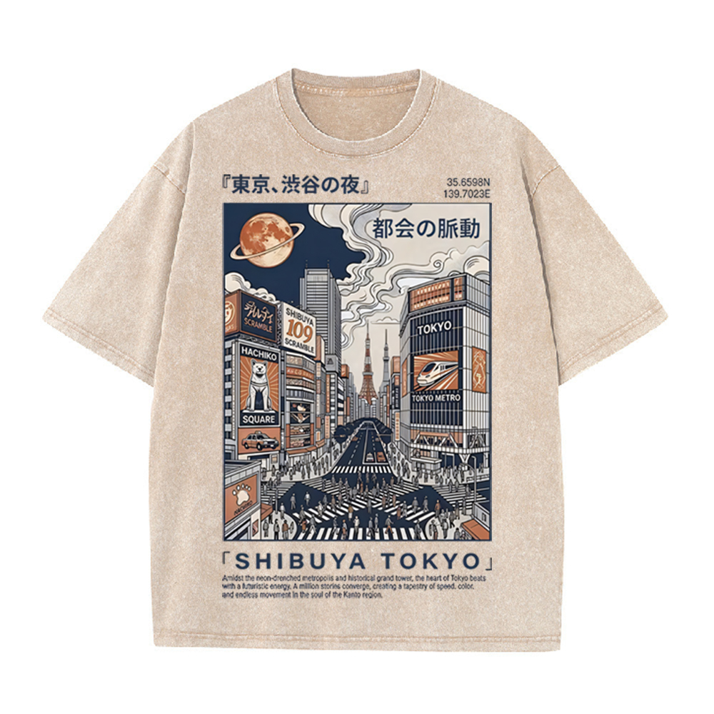 Street Fashion Shibuya - Camiseta Gráfica Urbana Retro Japonesa 2026