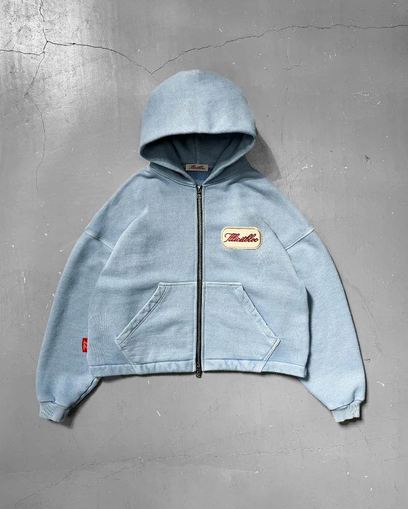 Street Fashion Zip Up Hoodie - Y2K moda nueva letra bordado parche