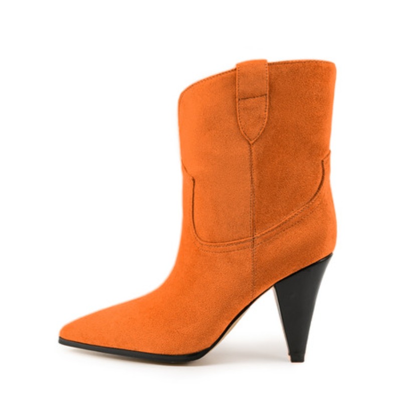 Street Fashion Plus Size - Tacones de punta bicolor, botas de