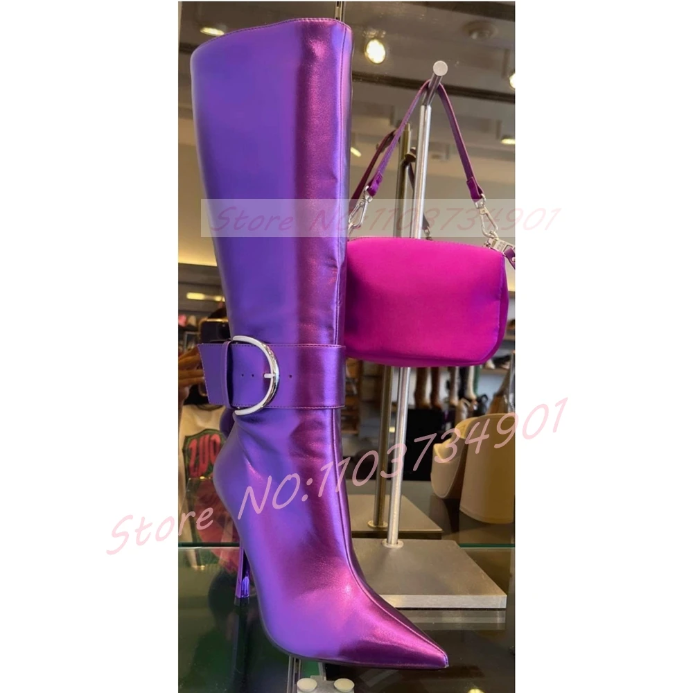 Botas moradas brillantes con c - Street Fashion Lady reseña y precio