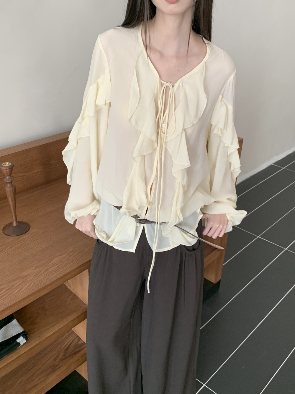 CHEERART, blusa con volantes y - Street Fashion Fall 2025 reseña y precio