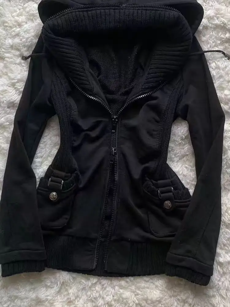 Sudadera con Capucha Negra de  - Street Fashion Zip Up Hoodie reseña y precio