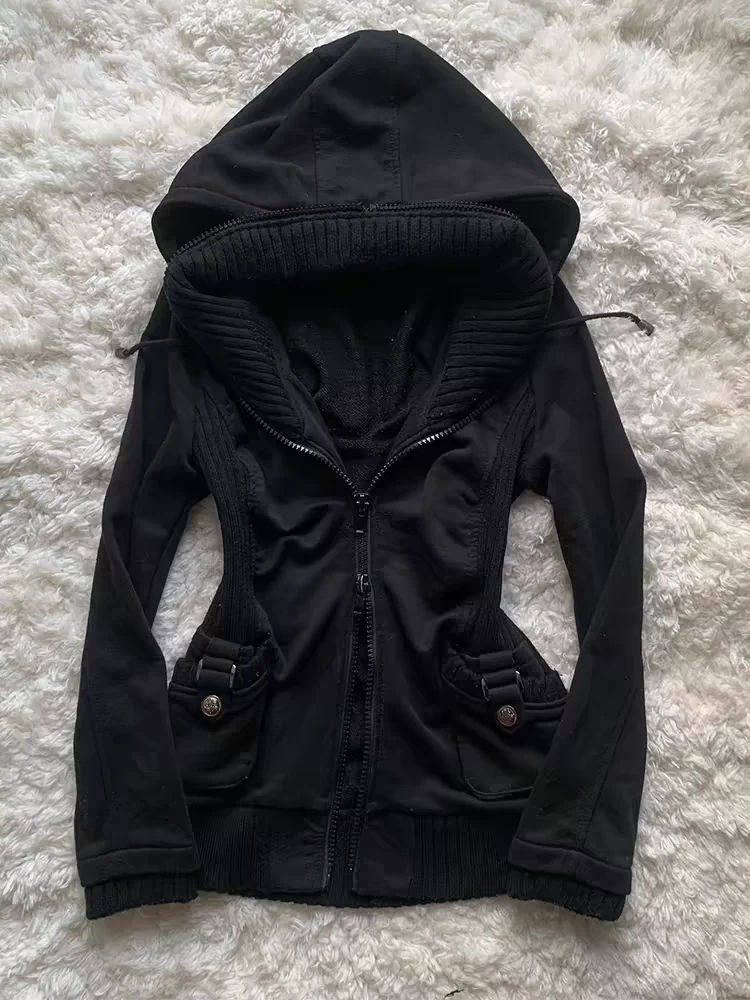 Sudadera con Capucha Negra de  - Street Fashion Zip Up Hoodie reseña y precio