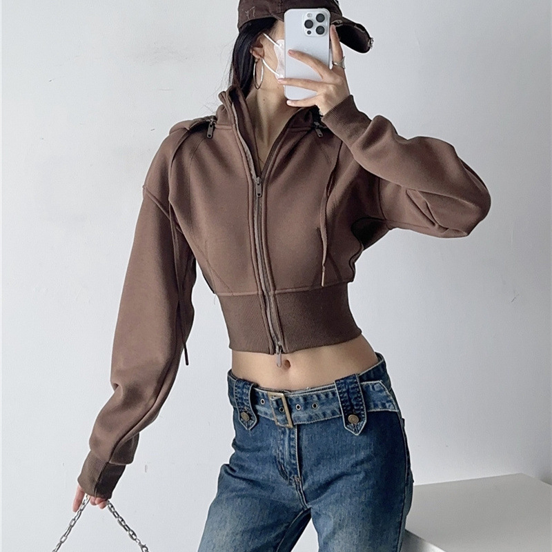 Sudadera con capucha corta par - Street Fashion Zip Up Hoodie reseña y precio