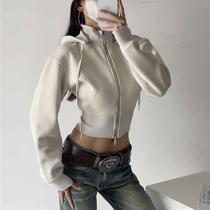 Sudadera con capucha corta par - Street Fashion Zip Up Hoodie reseña y precio