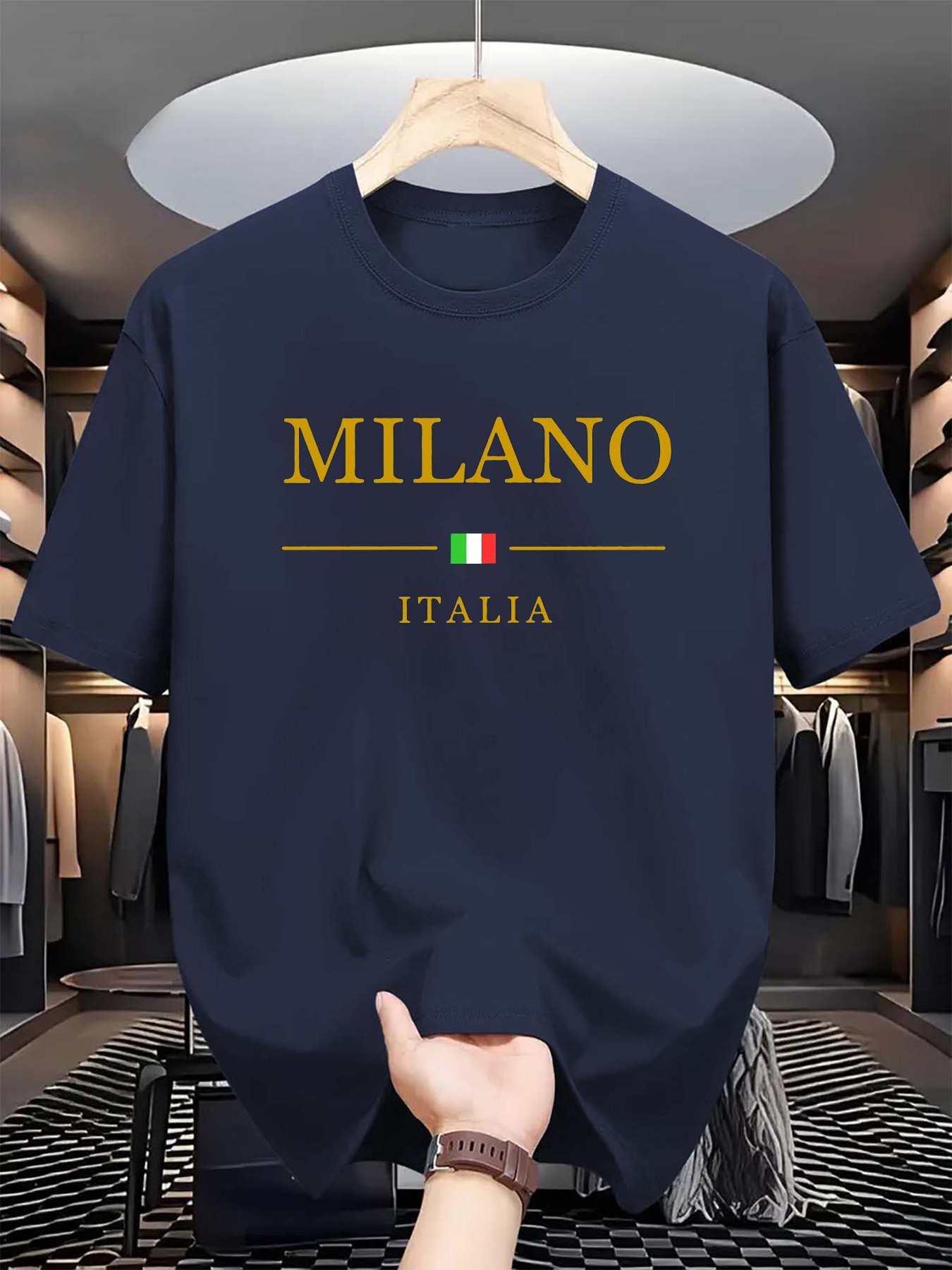 Camiseta de algodón puro con e - Street Fashion Of Milan reseña y precio