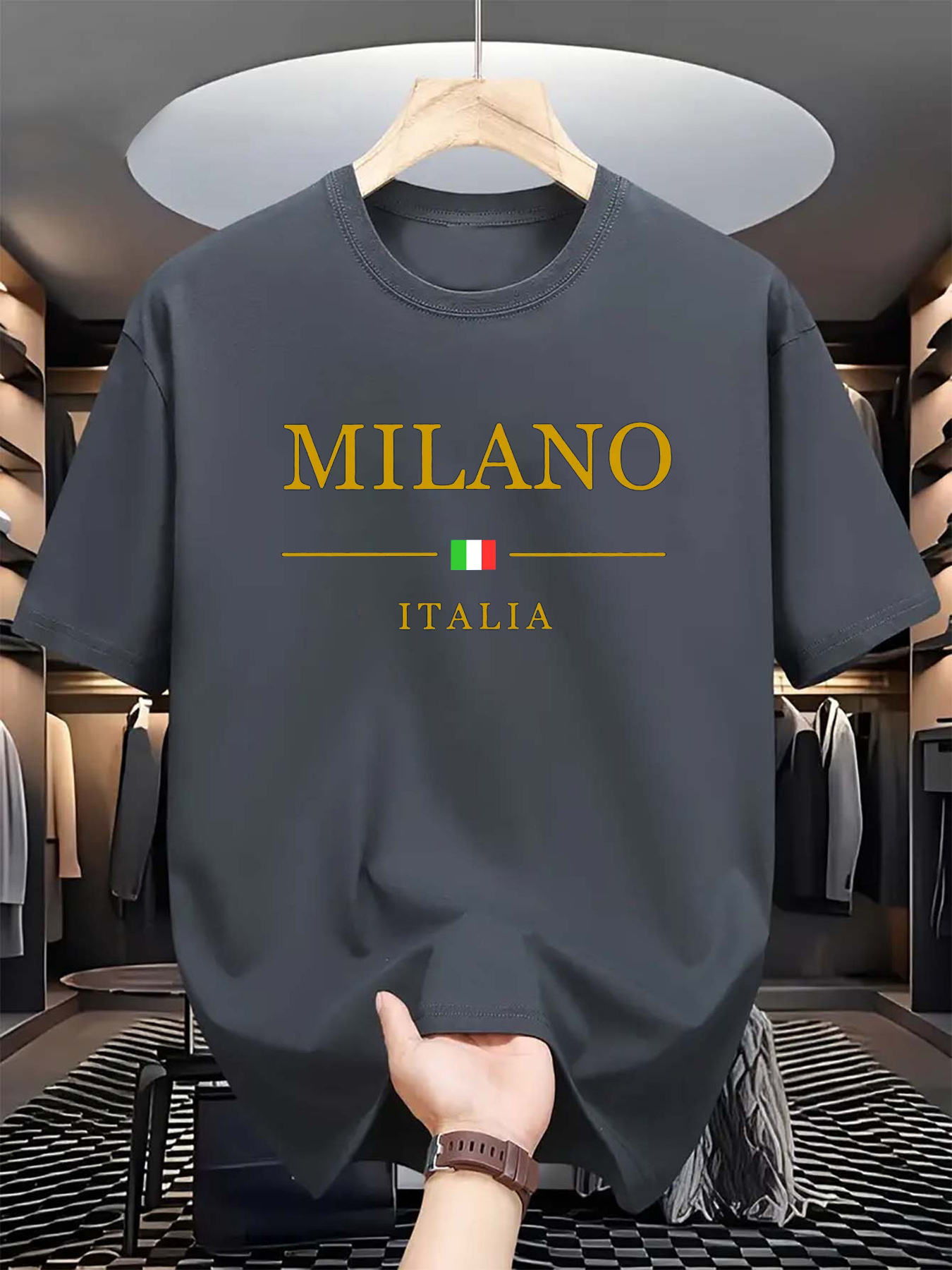 Camiseta de algodón puro con e - Street Fashion Of Milan reseña y precio