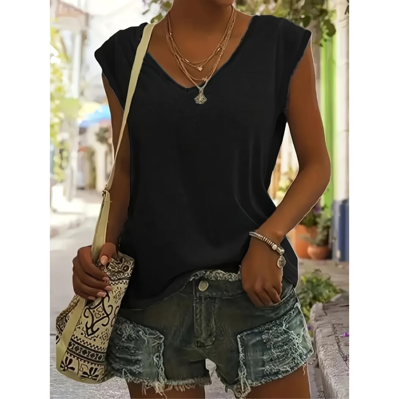 Camiseta sin mangas con cuello - Street Fashion Plus Size reseña y precio
