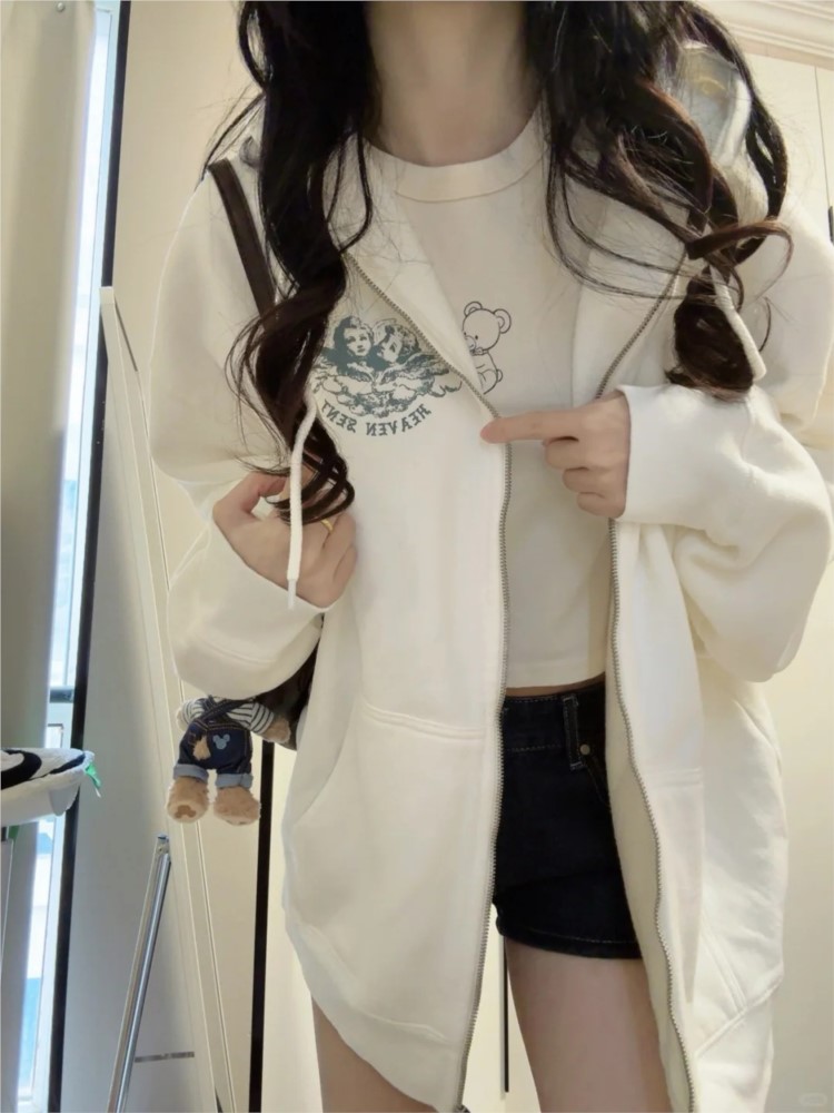 Sudaderas con capucha blancas  - Street Fashion Zip Up Hoodie reseña y precio