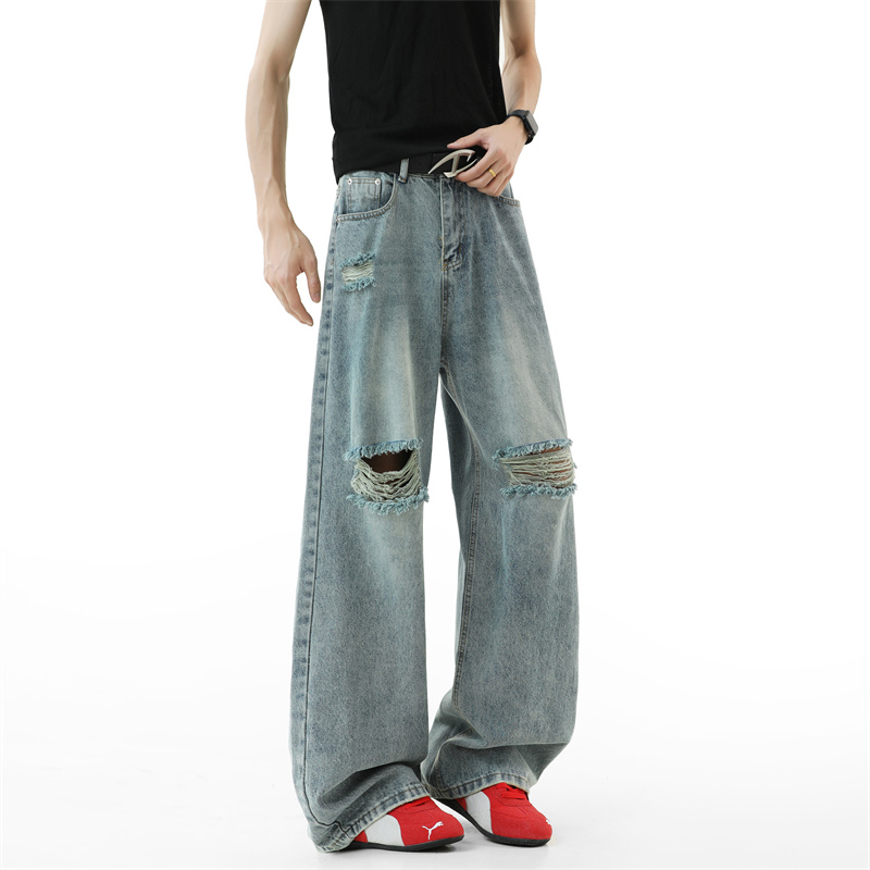 Vaqueros rasgados para hombre, - Street Fashion Fall 2025 reseña y precio
