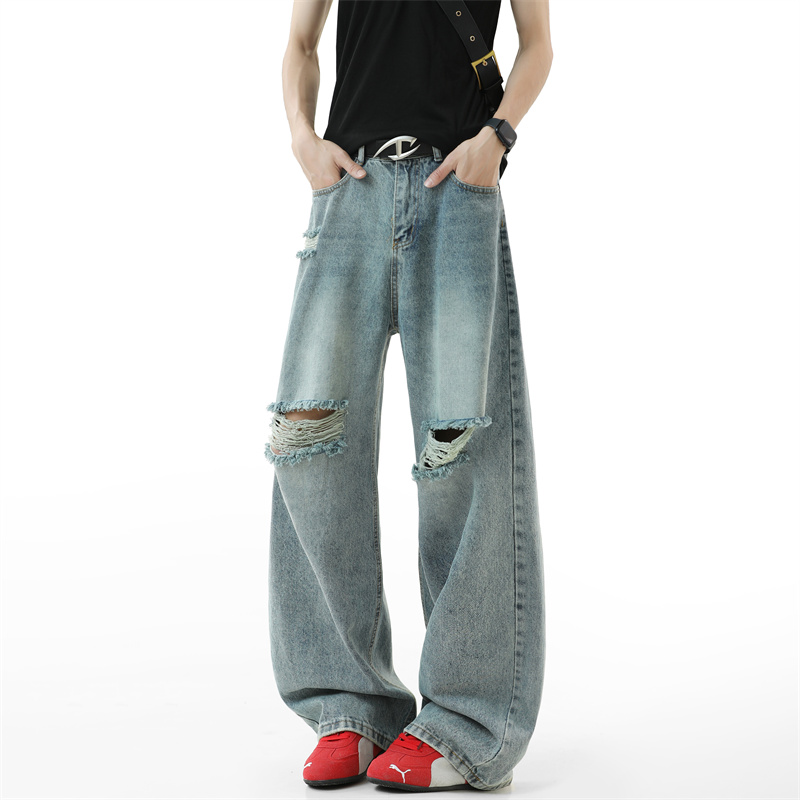 Vaqueros rasgados para hombre, - Street Fashion Fall 2025 reseña y precio