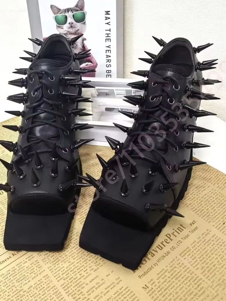 Botas de cuero negras para muj - Street Fashion Y2K reseña y precio